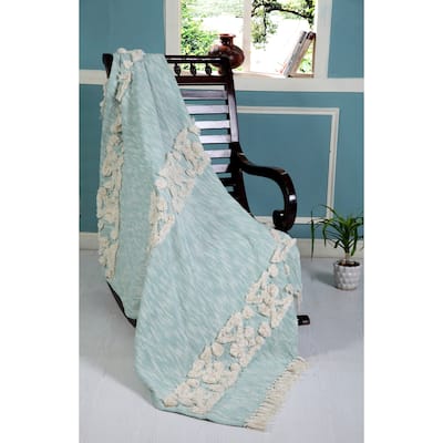 Sevita Throws Sky Blue & Blue Cotton Standard Size Blankets