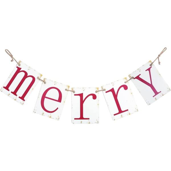 Metal “Merry Christmas” Banner - Overstock - 22730345