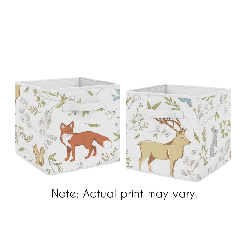 Sweet Jojo Designs Woodland Animal Toile Collection Foldable Fabric Storage Cube Bins Boxes (Set of 2)