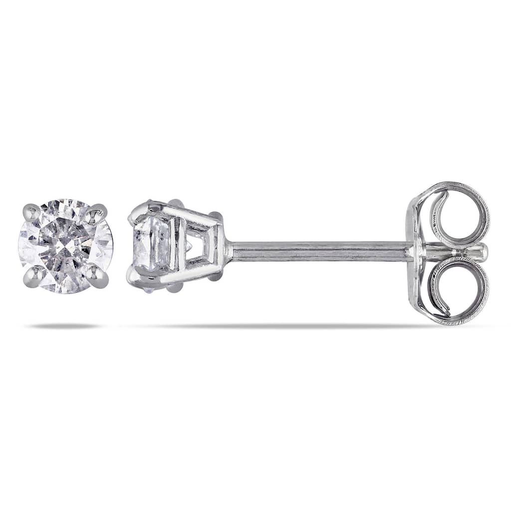 Miadora Sterling Silver 1/3ct TDW Diamond Solitaire Stud Earrings