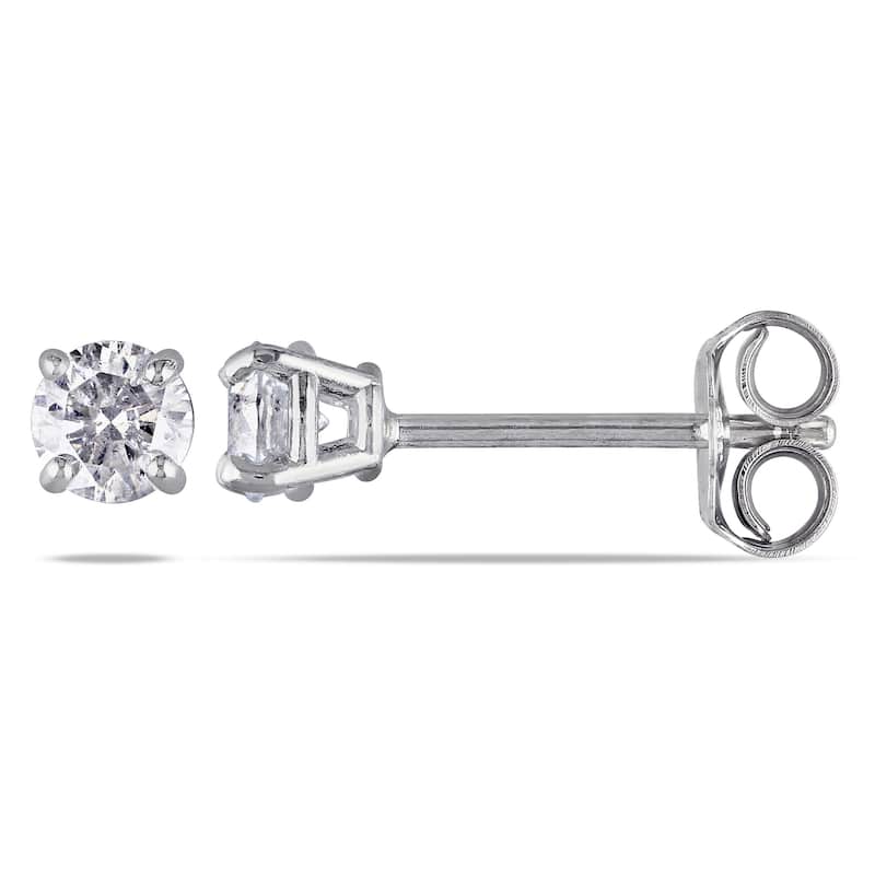 Miadora Sterling Silver 1/3ct TDW Diamond Solitaire Stud Earrings