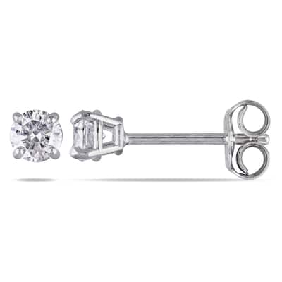 Miadora Sterling Silver 1/3ct TDW Diamond Solitaire Stud Earrings
