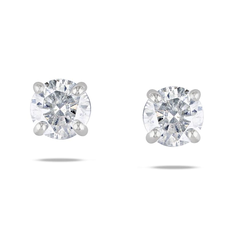 Miadora Sterling Silver 1/3ct TDW Diamond Solitaire Stud Earrings