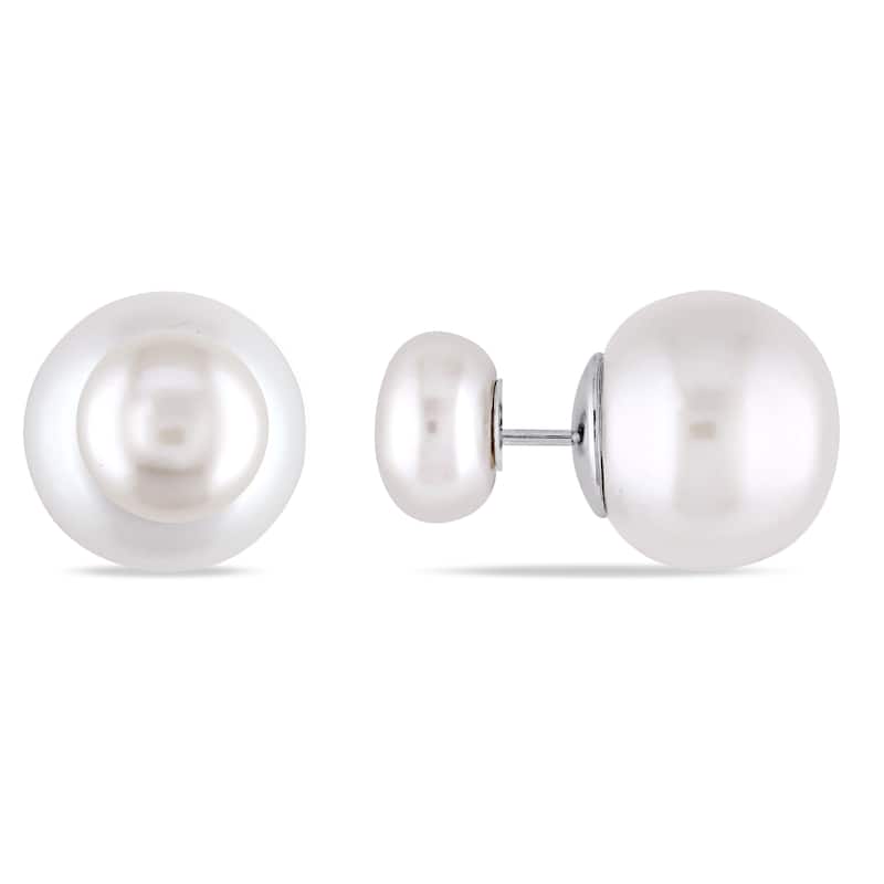 Miadora Sterling Silver Cultured Freshwater Pearl Stud Earrings (8-13mm)