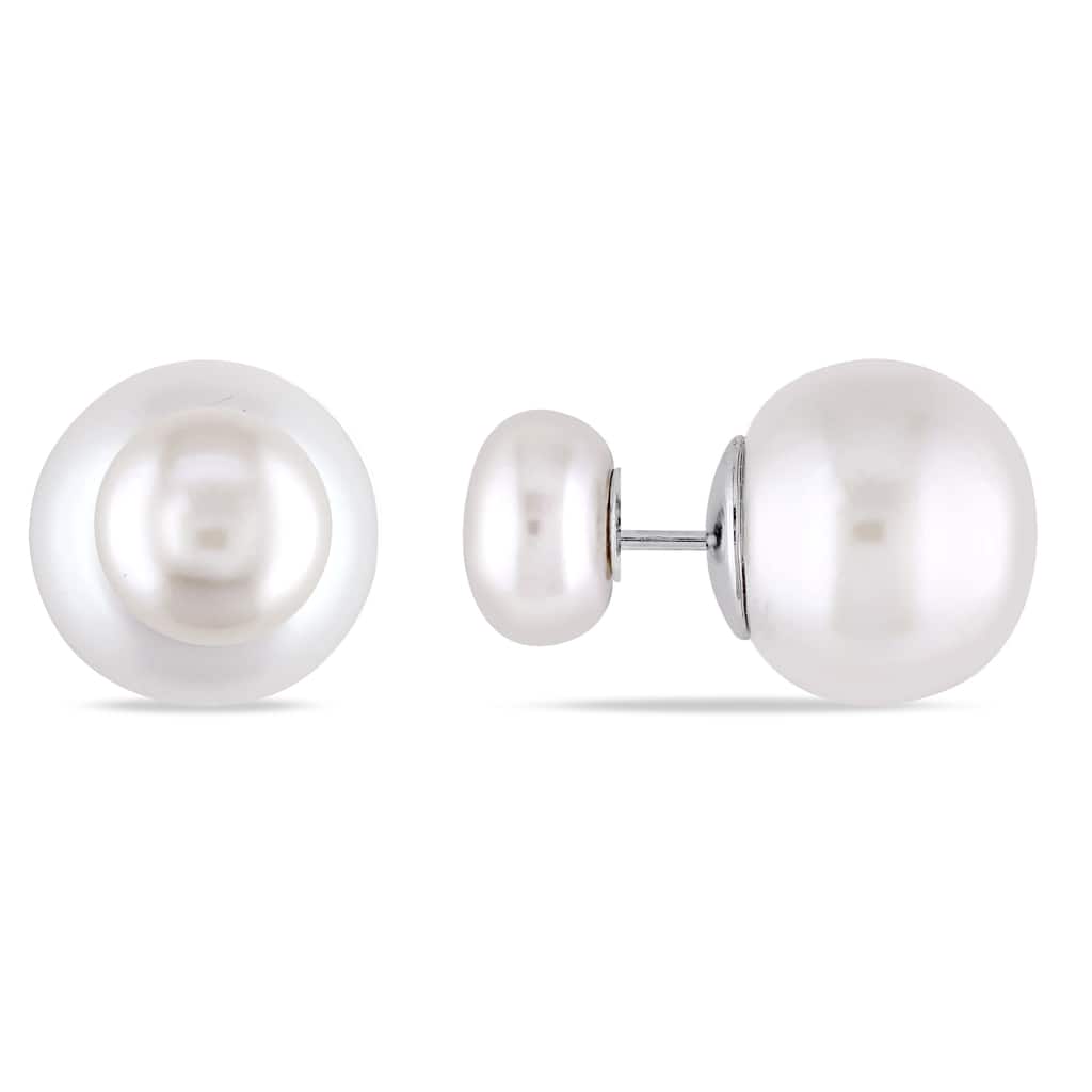 Miadora Sterling Silver Cultured Freshwater Pearl Stud Earrings (8-13mm)