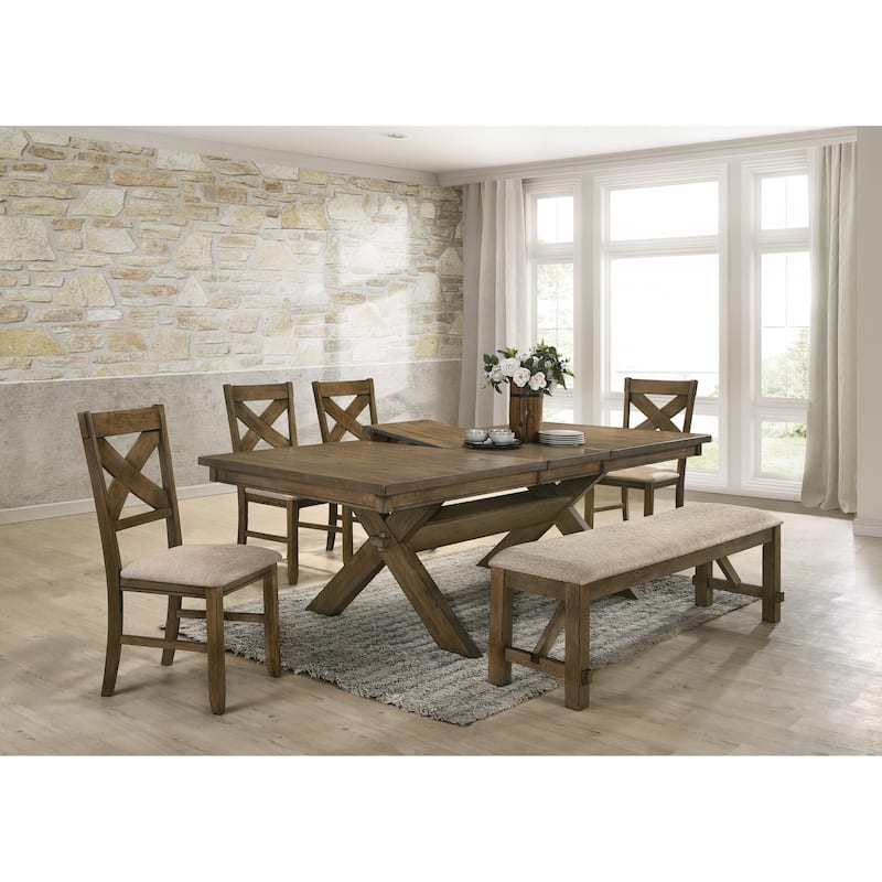 Roundhill Furniture Raven Wood Fabric Upholstered Dining Chair (Set of 2)