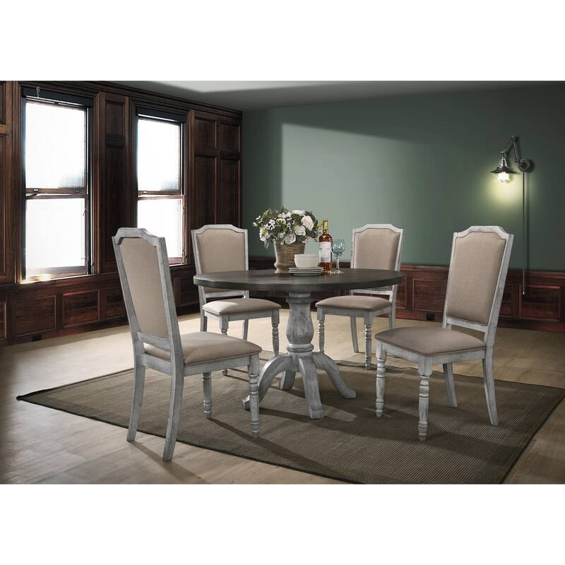 Roundhill Furniture Iris Round Pedestal Wood Dining Table