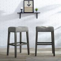 The Gray Barn Overlook Upholstered Backless Saddle Seat Bar Stool (Set of 2)