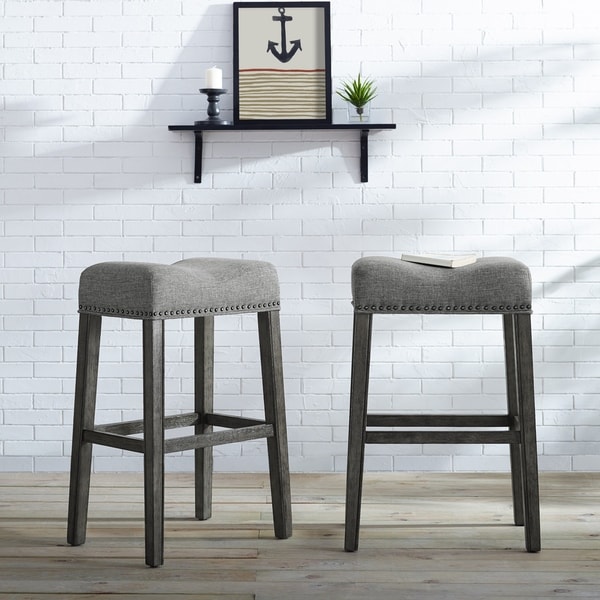 The Gray Barn Overlook Upholstered Backless Saddle Seat Bar Stool (Set of 2)