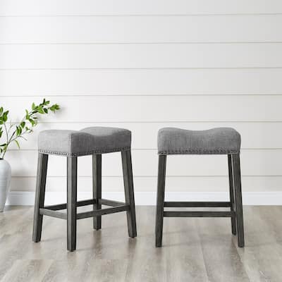 Roundhill Furniture The Gray Barn Barish Backless Saddle Seat Counter Stools (Set of 2)