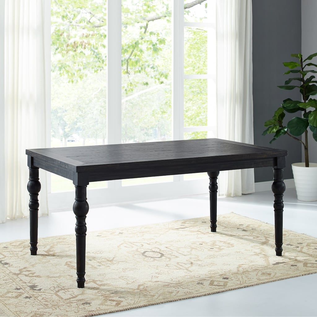 Roundhill Furniture Leviton Urban Style Wood Dark Wash Turned-Leg Dining Table
