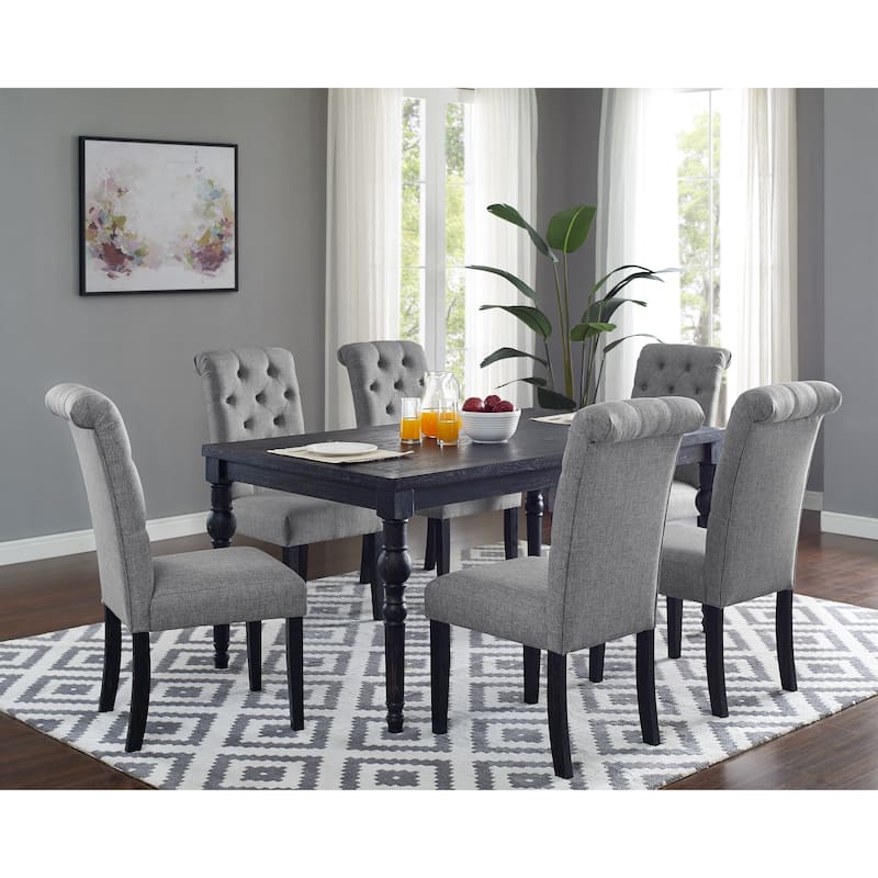 Roundhill Furniture Leviton Urban Style Wood Dark Wash Turned-Leg Dining Table