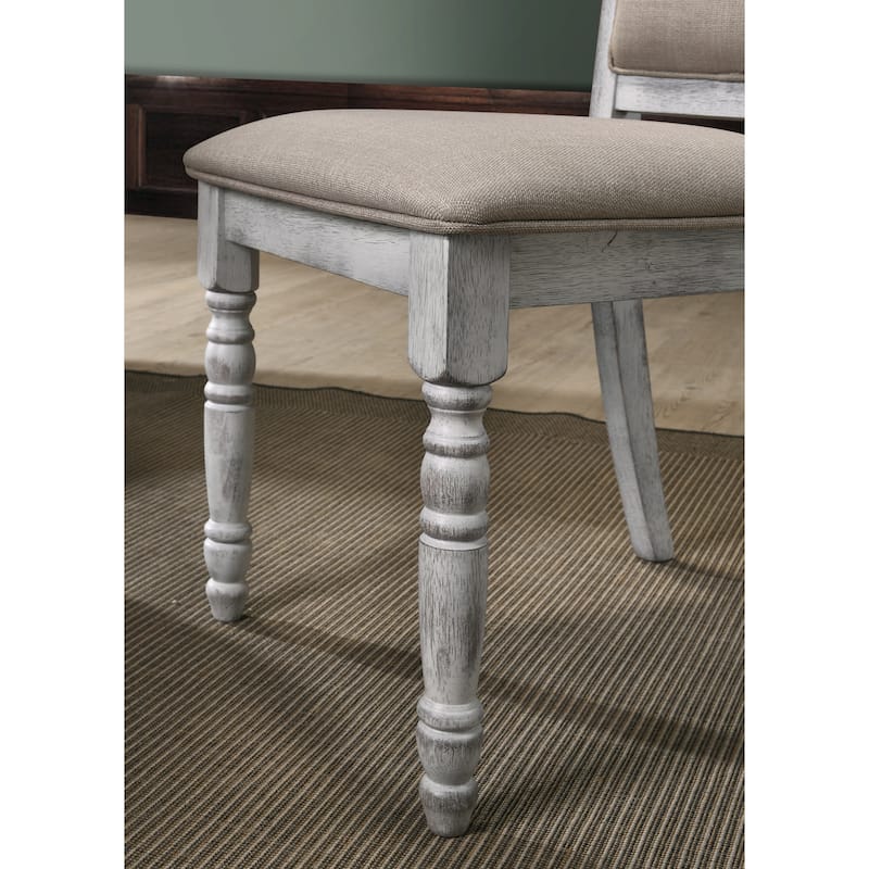 Roundhill Furniture Iris Weathered White Wood 5-Piece Dining Set