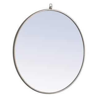 Strick & Bolton Patti Metal 28-inch Round Mirror with Decorative Hook