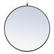 preview thumbnail 2 of 9, Strick & Bolton Patti Metal 28-inch Round Mirror with Decorative Hook Black - Black