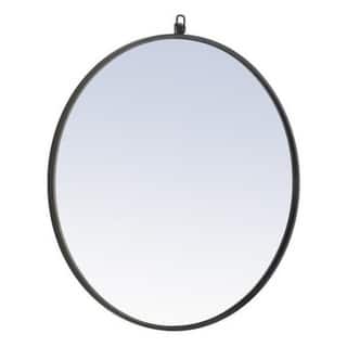 Strick & Bolton Patti Metal 28-inch Round Mirror with Decorative Hook
