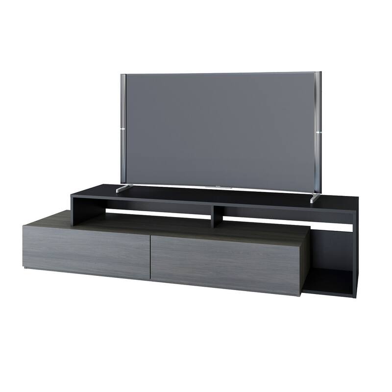 Nexera Damask 72 inch TV Stand, Bark Grey and Black