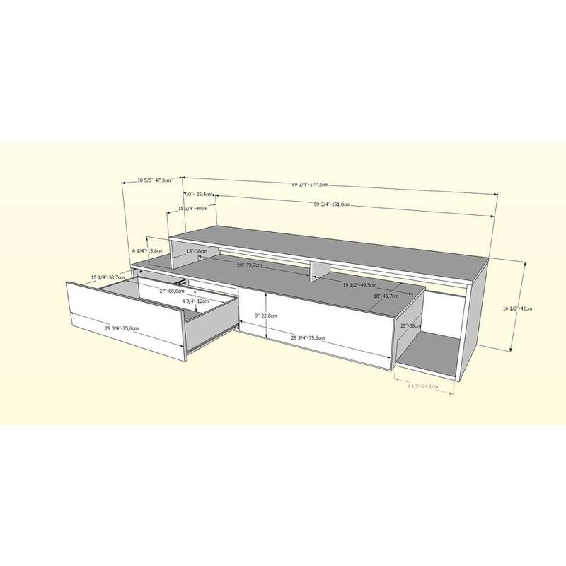 Nexera Damask 72 inch TV Stand, Bark Grey and Black