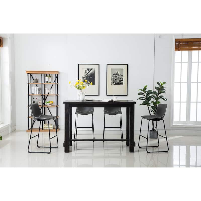 Roundhill Furniture Bronco Antique Wood Finished Bar Dining Set: Table and Four Bar Stools
