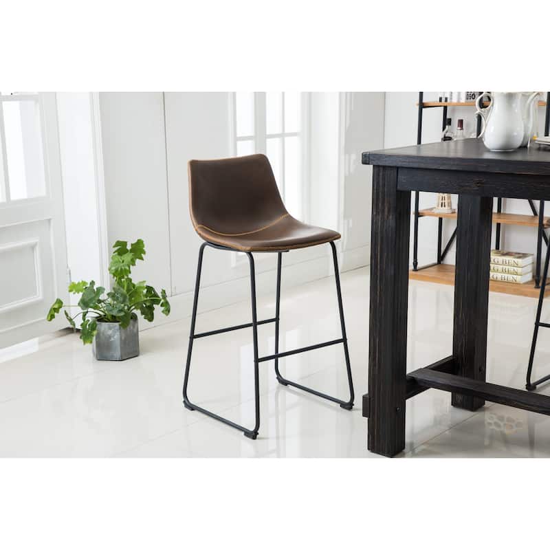 Roundhill Furniture Bronco Antique Wood Finished Bar Dining Set: Table and Four Bar Stools