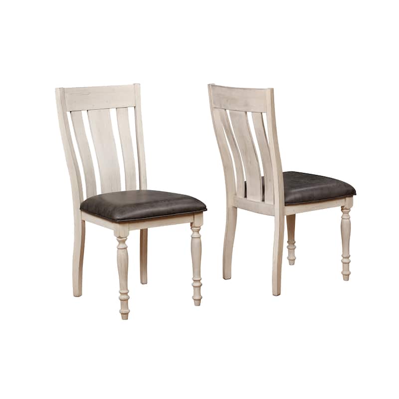 Roundhill Furniture Arch Weathered Oak Turned Leg Dining Chair Set of 2
