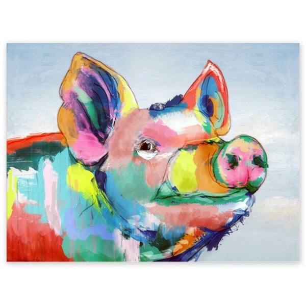 Shop Barney Pig Hand Painted Canvas Wall Decor Multi Color Overstock 22730897