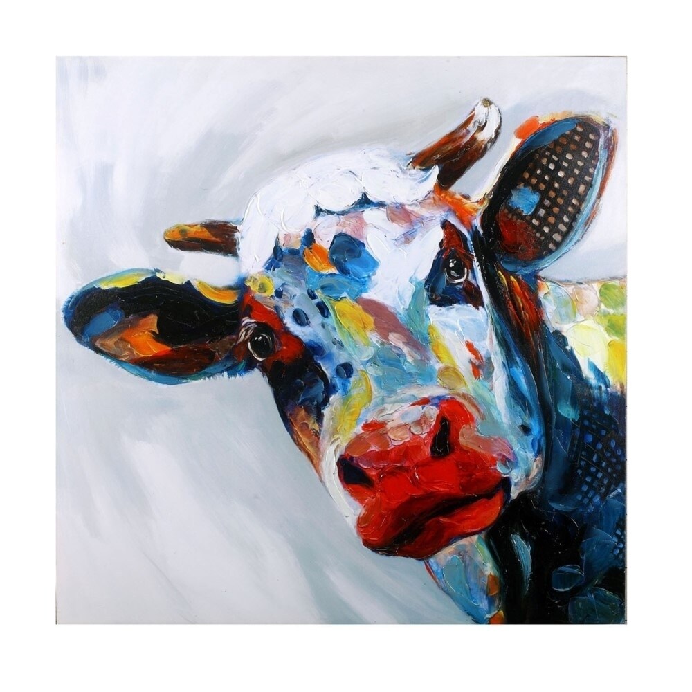Shop Clifford The Inquiring Cow Hand Painted Canvas Wall Decor