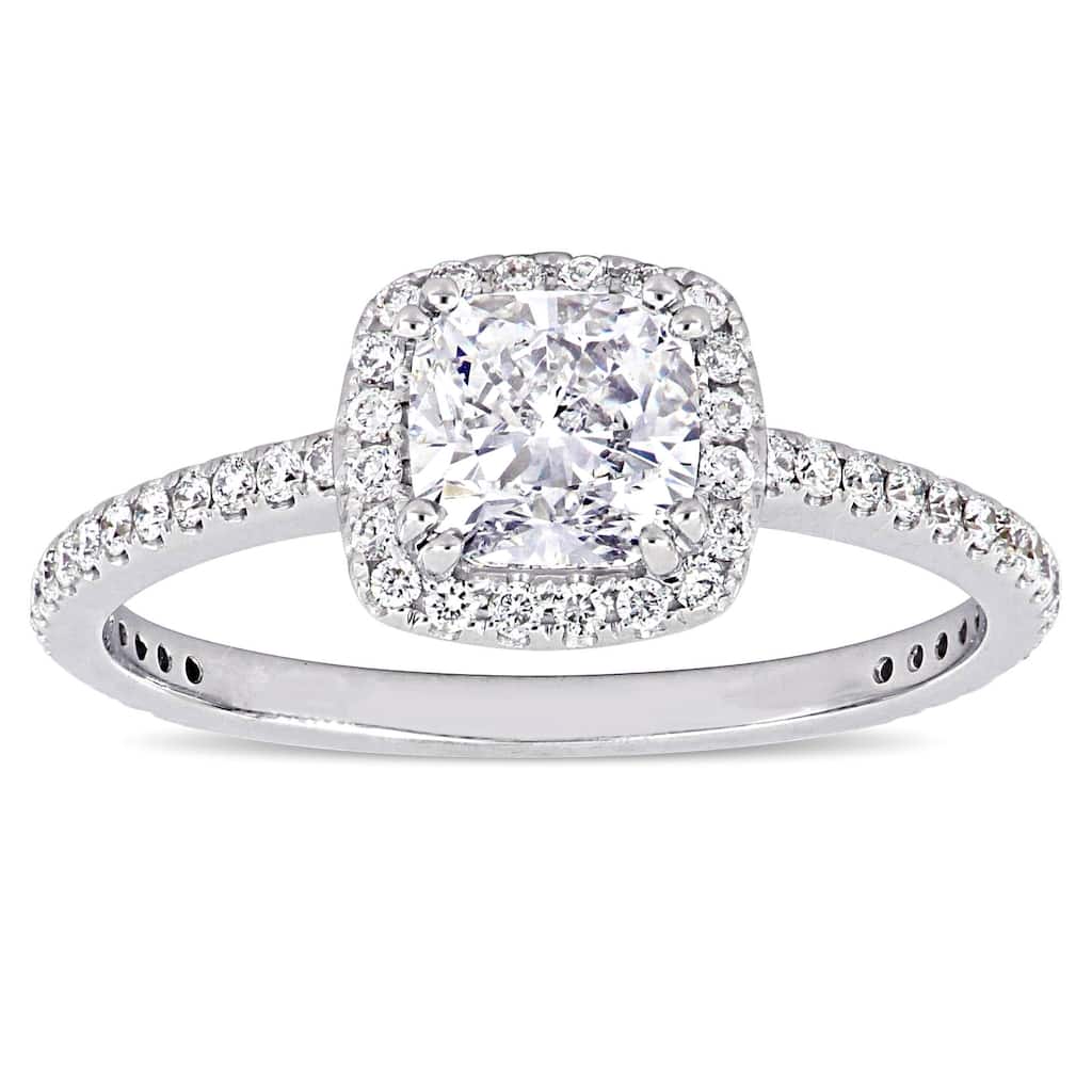 Miadora 14k White Gold 1 1/3ct TDW Certified Diamond Halo Engagement Ring (GIA)