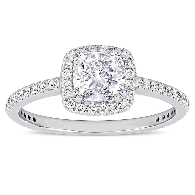 Miadora 14k White Gold 1 1/3ct TDW Certified Diamond Halo Engagement Ring (GIA)