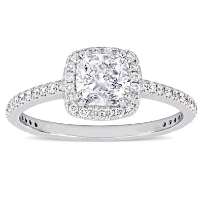 Miadora 14k White Gold 1 1/3ct TDW Certified Diamond Halo Engagement Ring (GIA)