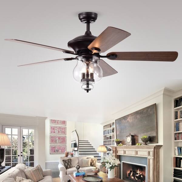 Shop Topher 52 Inch 5 Blade Antique Bronze Lighted Ceiling Fans