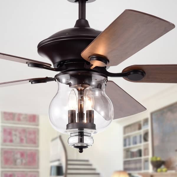 Shop Topher 52 Inch 5 Blade Antique Bronze Lighted Ceiling Fans