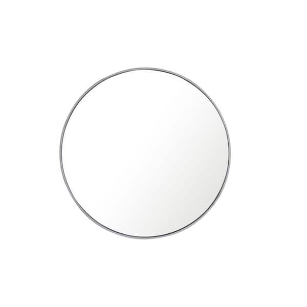 Strick & Bolton Prine Metal Frame Round Mirror - Silver - Silver