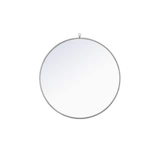 Strick & Bolton Patti Metal 36-inch Round Mirror with Decorative Hook