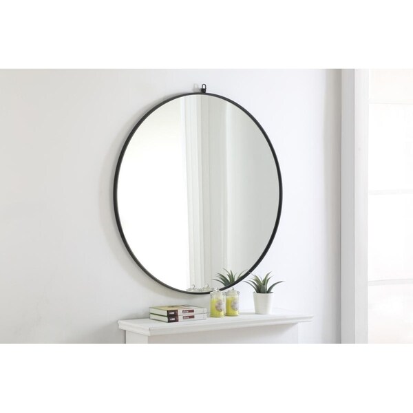 48 inch round mirror black frame