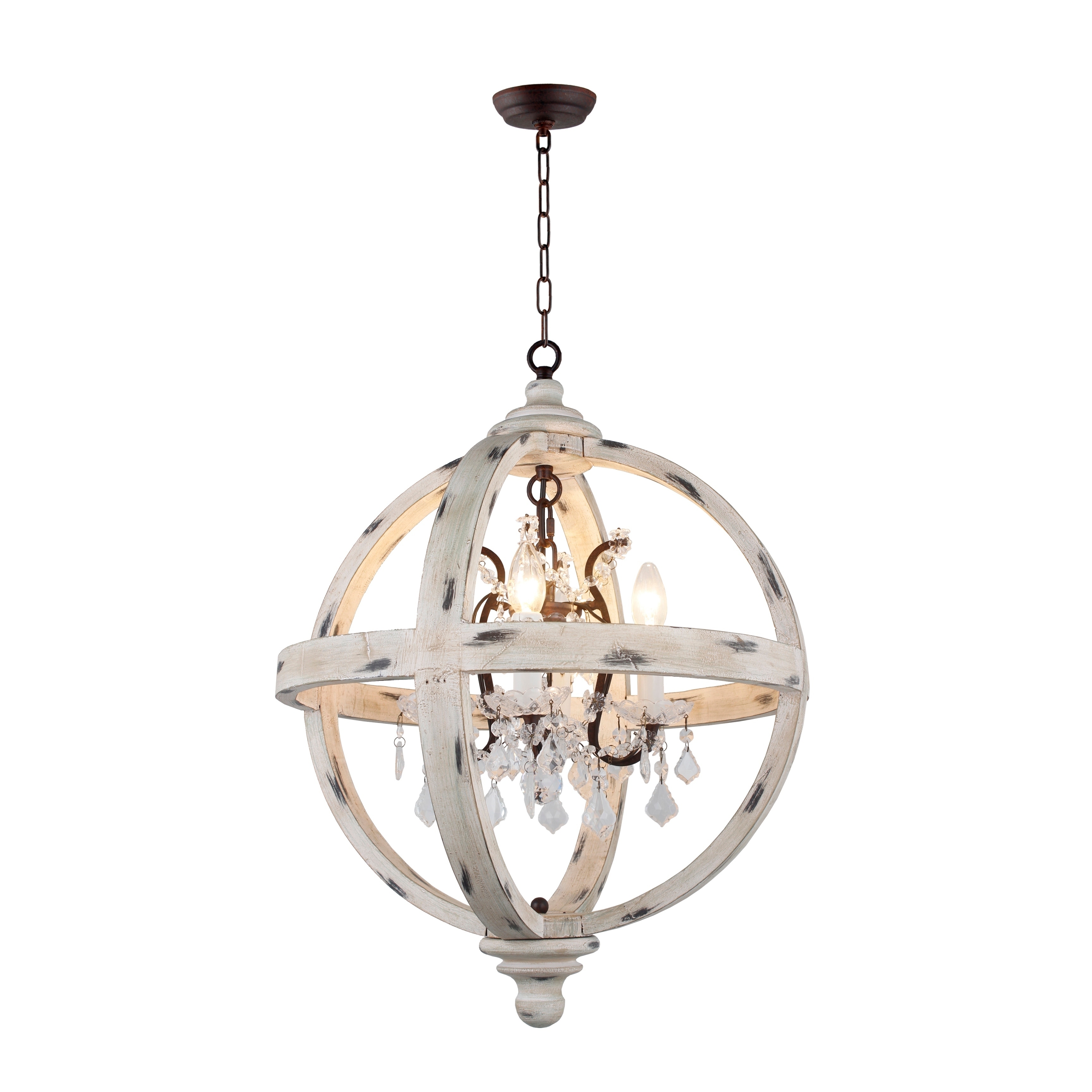 Wood globe chandelier