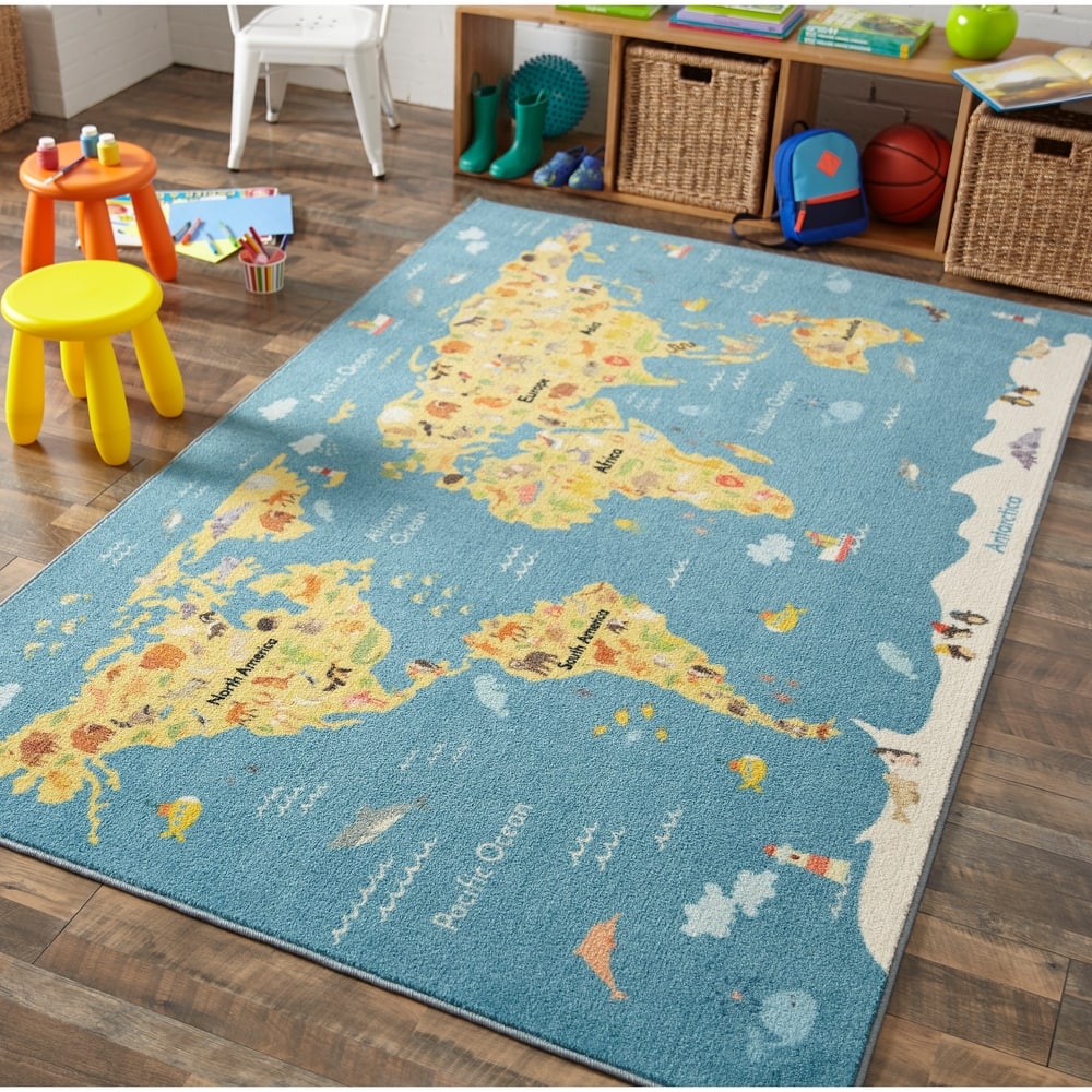 Mohawk Home Animal Map Kids Area Rug
