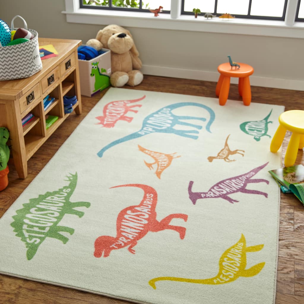 Mohawk Home Dinosaur Names Multicolor Eco-friendly Kids' Area Rug