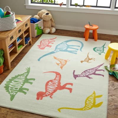 Mohawk Home Dinosaur Names Multicolor Eco-friendly Kids' Area Rug