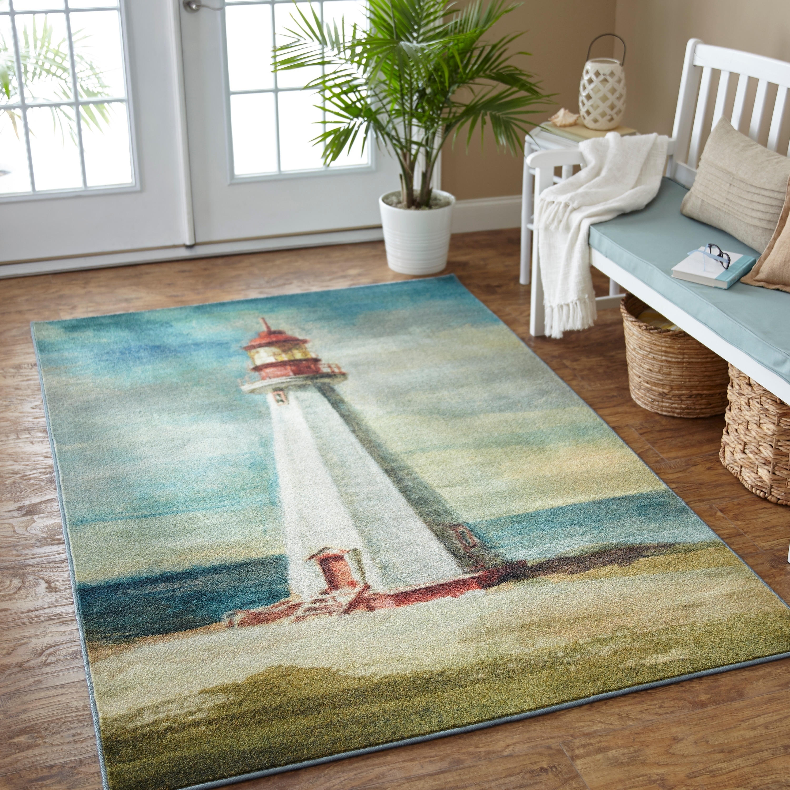 Nautical Lighthouse Room Floor Carpet Home Non-skid Door Bath Mat Decor Rugs 