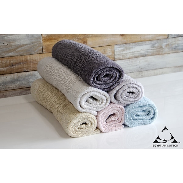 Egyptian Cotton Reversible Bath Rug Inset Border 21 x 34