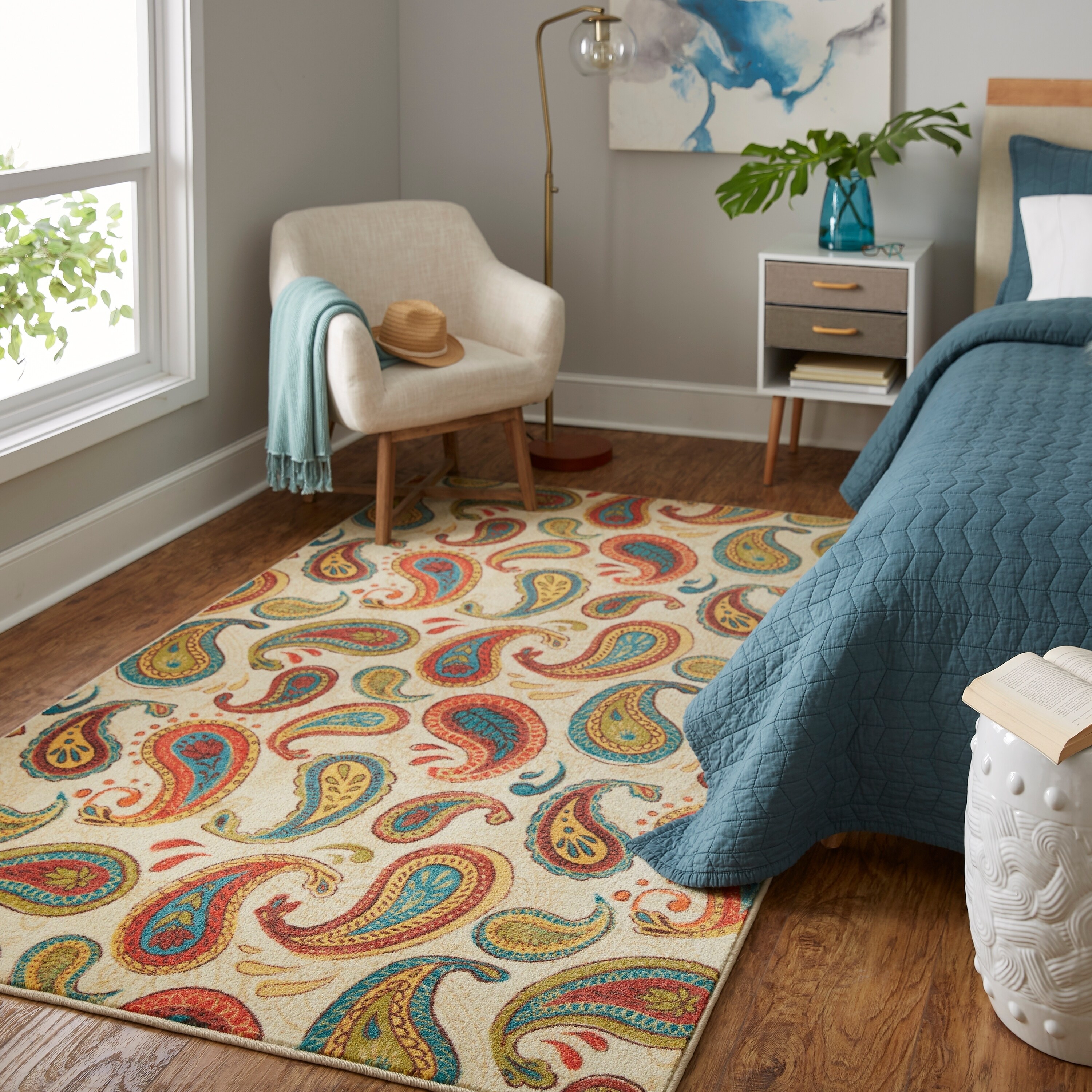 Mohawk Home Prismatic Spiced Paisley Area Rug 5' x 8' Red/Teal/Gold 5