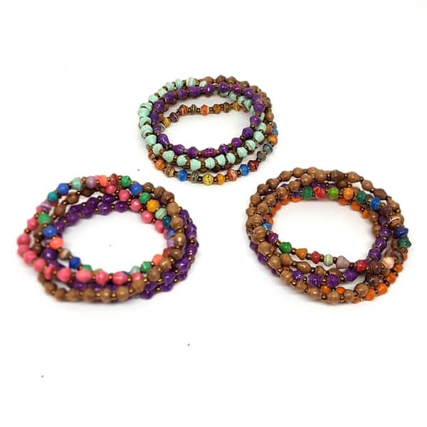 Handmade Paper Bead Set Of 5 Multicolor Tiny Tino Bracelets Handmade Paper Bead Set Of 5 Multicolor