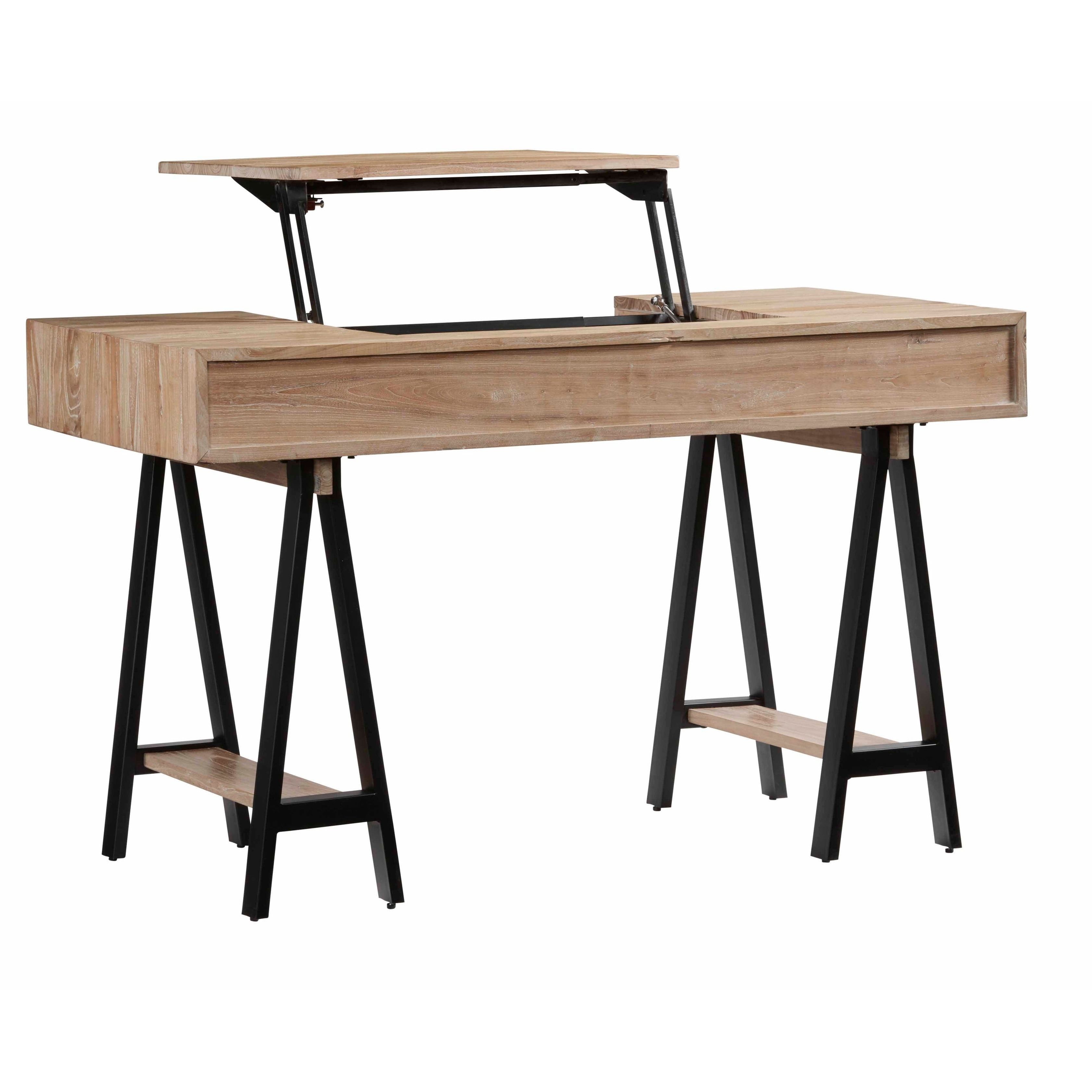 Shop Progressive Natural Finish Elm Wood Lift Top Desk With Black