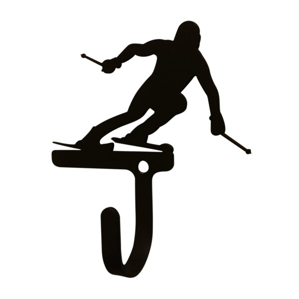 Village Wrought Iron Decorative Skier Wall Hook - Small
