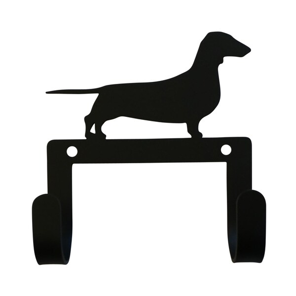 Village Wrought Iron Decorative Dachshund Leash and Collar Wall Hook