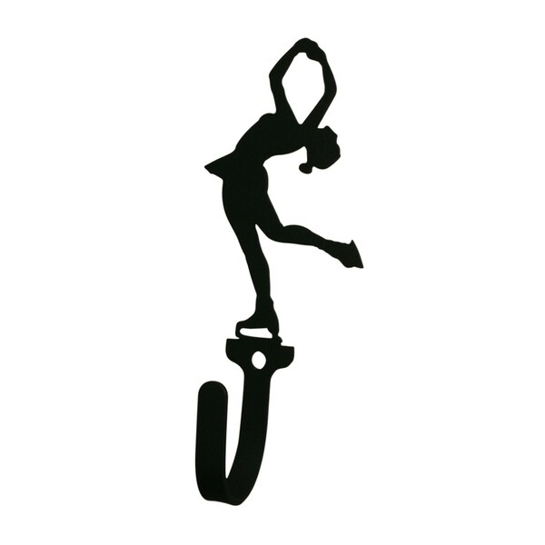 Village Wrought Iron Figure Skater Woman's / Girl's Decorative Wall Hook - Small