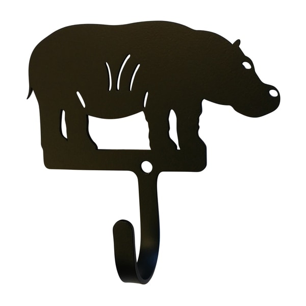 Village Wrought Iron Decorative Hippo Wall Hook - Small