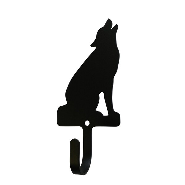 Village Wrought Iron Decorative Sitting Wolf Wall Hook - Small