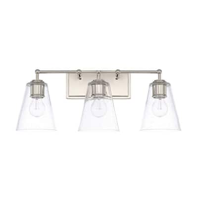 3-light Polished Nickel Bath/Vanity Light - Polished Nickel - Polished Nickel